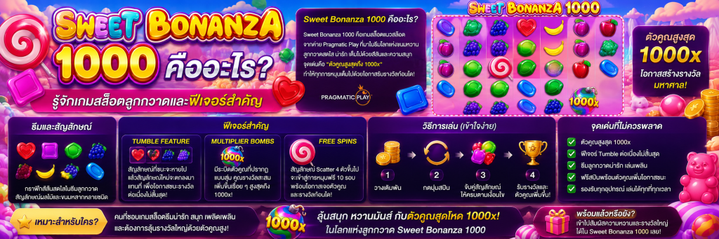 Sweet Bonanza 1000 คืออะไร รู้จักเกมสล็อตลูกกวาดและฟีเจอร์สำคัญ