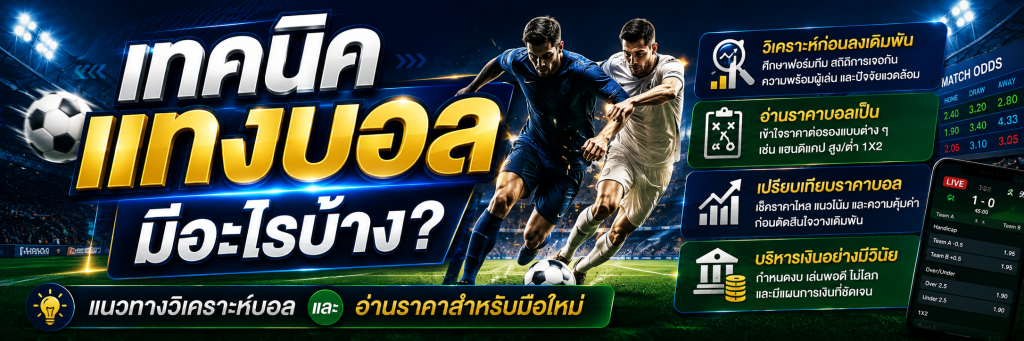 เทคนิคแทงบอล มีอะไรบ้าง? แนวทางวิเคราะห์บอลและอ่านราคาสำหรับมือใหม่